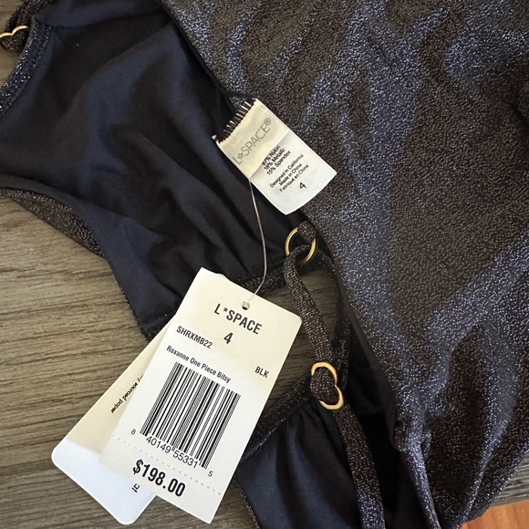 Lspace Shimmer Roxanne One-Piece Swimsuit Black Gold NWT New with Tags - Picture 11 of 11